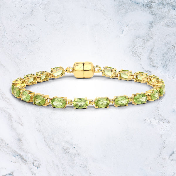 Pulsera de Peridoto Baño de Oro Amarillo de 18K en Plata de Ley