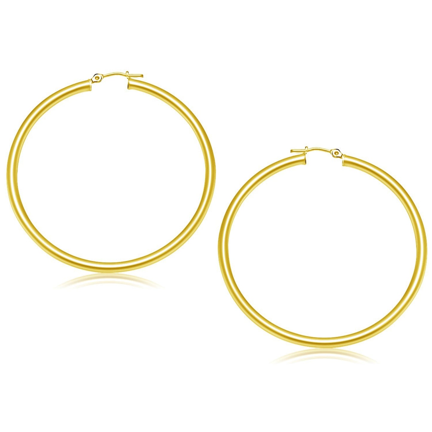 14k Yellow Gold Polished Hoop Earrings - 50 mm