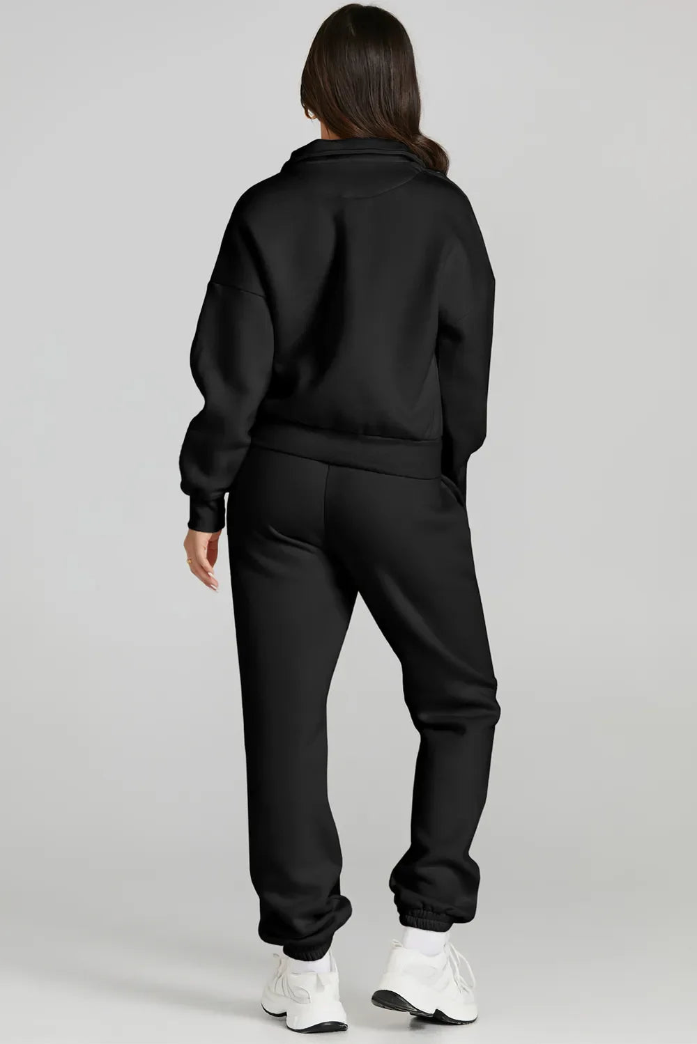 Ensemble actif à col zippé et pantalon à cordon