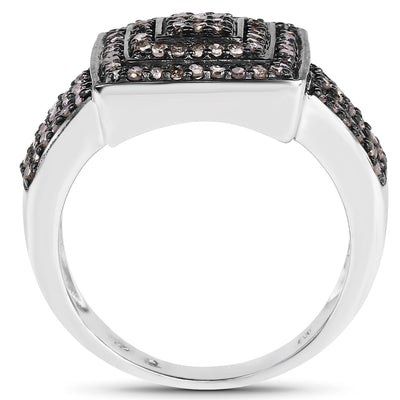 0.42 Carat Genuine Champagne Diamond Sterling Silver Engagement Ring