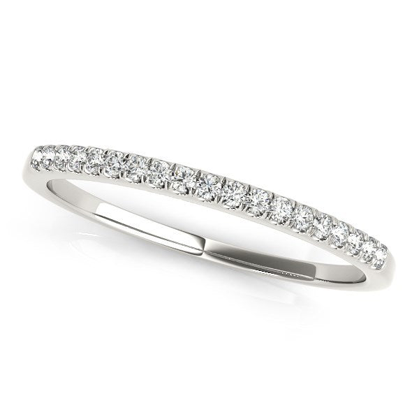14k White Gold Scallop Pave Set Diamond Wedding Ring