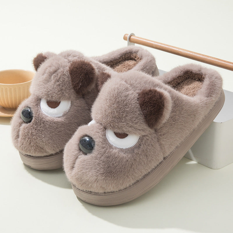 Chaussons en coton non glissants avec plateforme et motif de chiot mignon