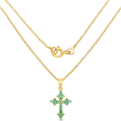 14K Yellow Gold Plated Zambian Emerald Pendant in Sterling Silver