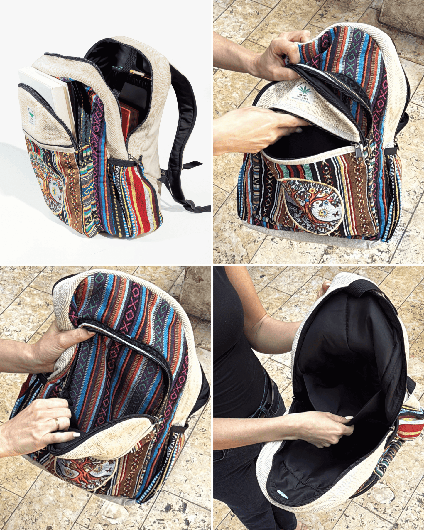 Sac à dos en coton et chanvre fait main de la collection Kathmandu