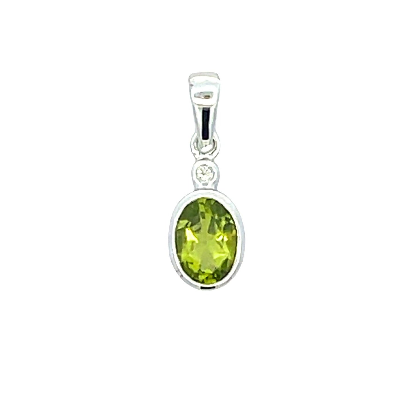 .50ct Peridot Diamond Pendant in 10KT White Gold