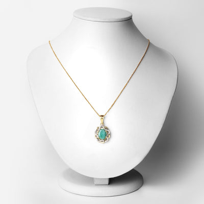 2.78 Carat Genuine Emerald and White Topaz Pendant