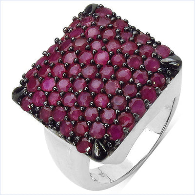 Bague en argent sterling .925 avec rubis véritable de 3,15 carats