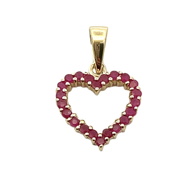 Genuine Ruby Heart Love Pendant in 10KT Yellow Gold
