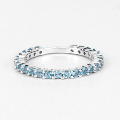 0.94 Carat Swiss Blue Topaz Sterling Silver Engagement Ring