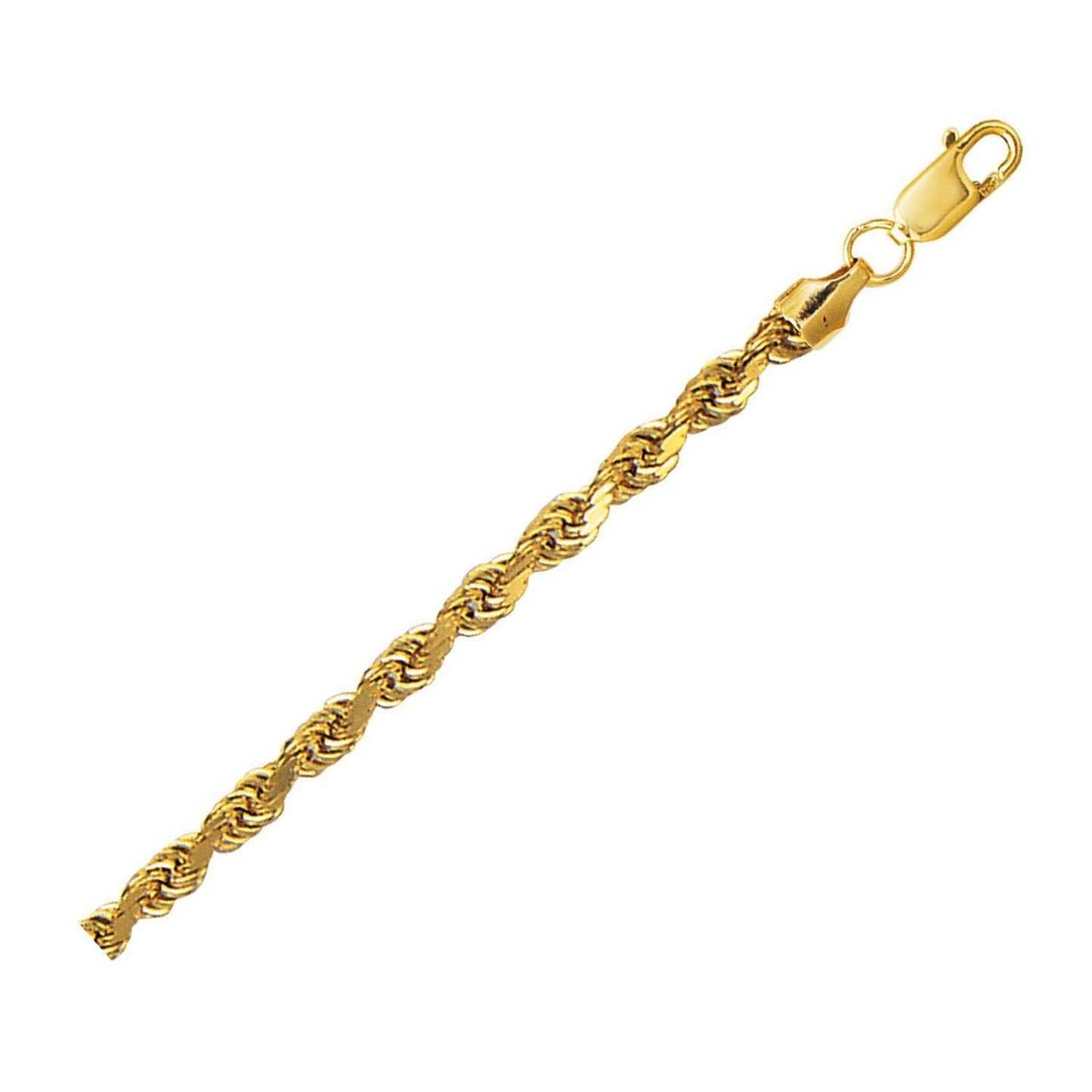 Cadena de Cuerda Cortada en Diamante de Oro Amarillo de 10K - 4.00 mm