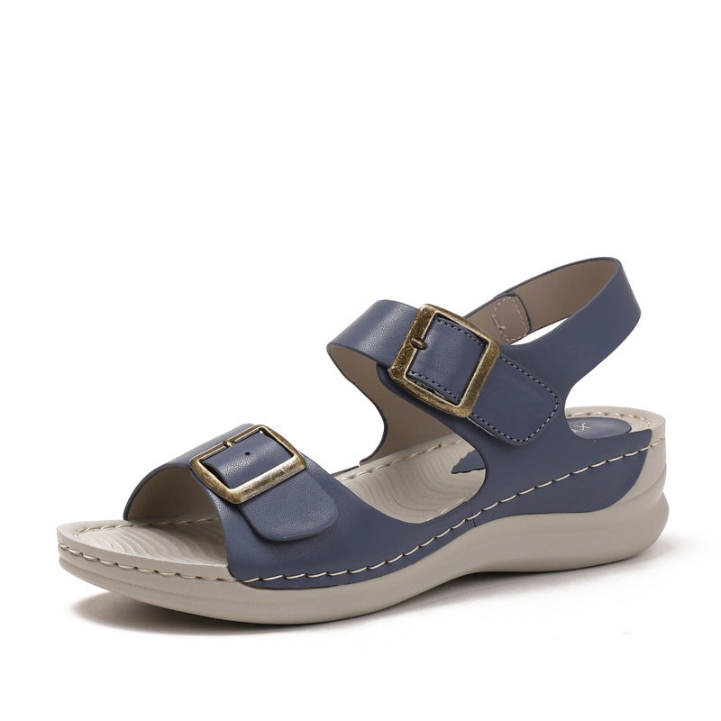 Sandales compensées décontractées pour femmes - Fermeture Velcro