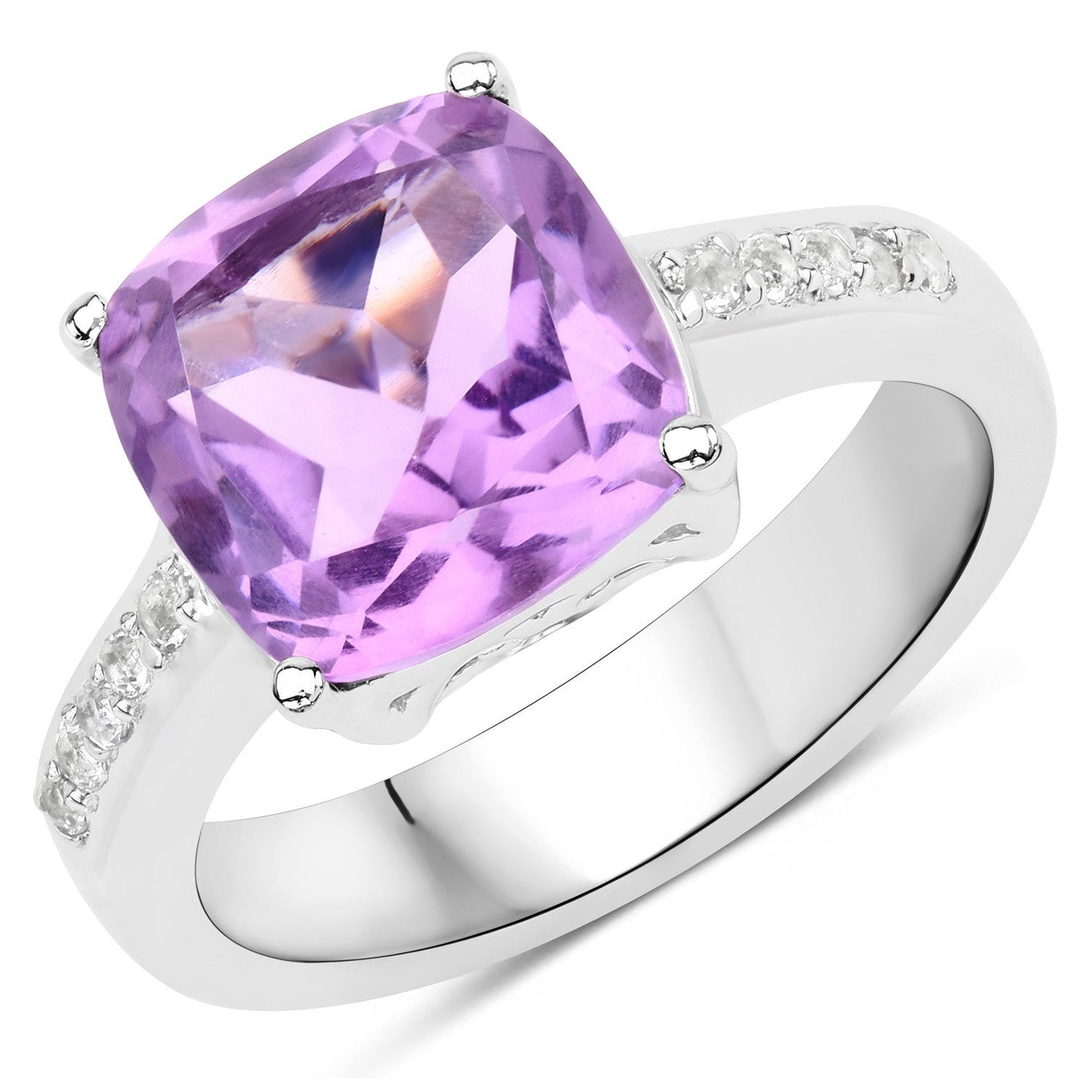 3.97 Carat Pink Amethyst & White Topaz Sterling Silver Ring
