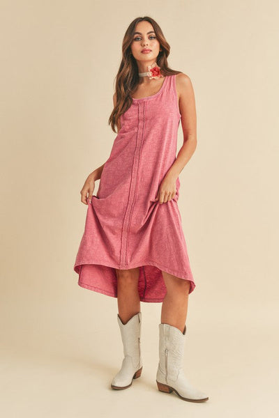 High-Low Hem Scoop Neck Midi Tank Dress for Women