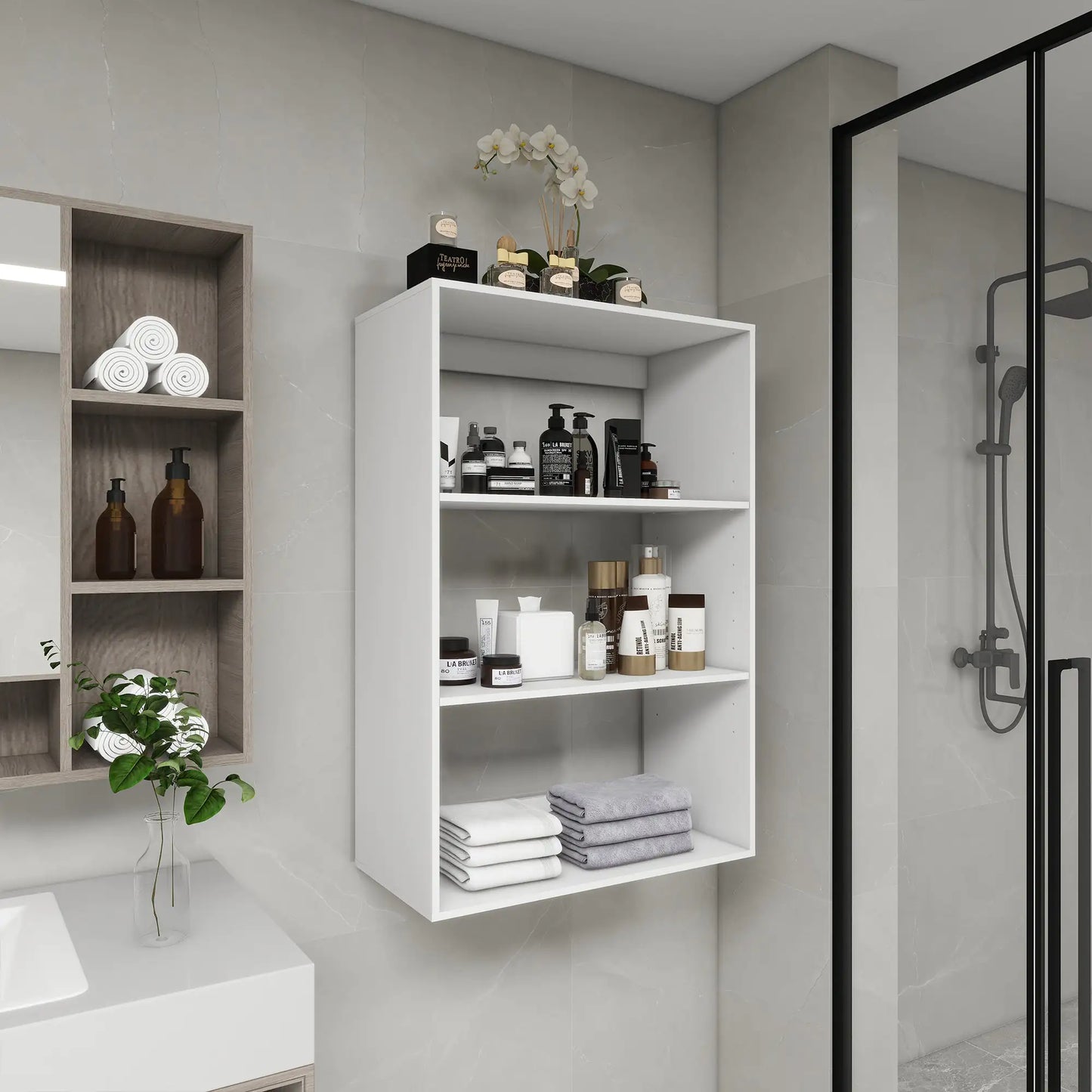 Sistema de Closet Modular Montado en la Pared B4 - Unidad de Estantería Blanca