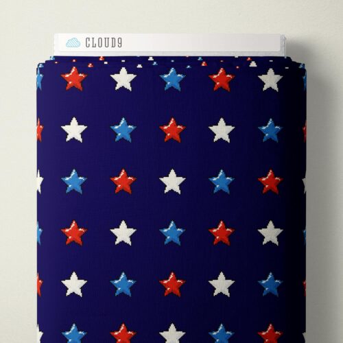 Tela de algodón 8-Bit Stars Navy Pop Stars QC por yarda