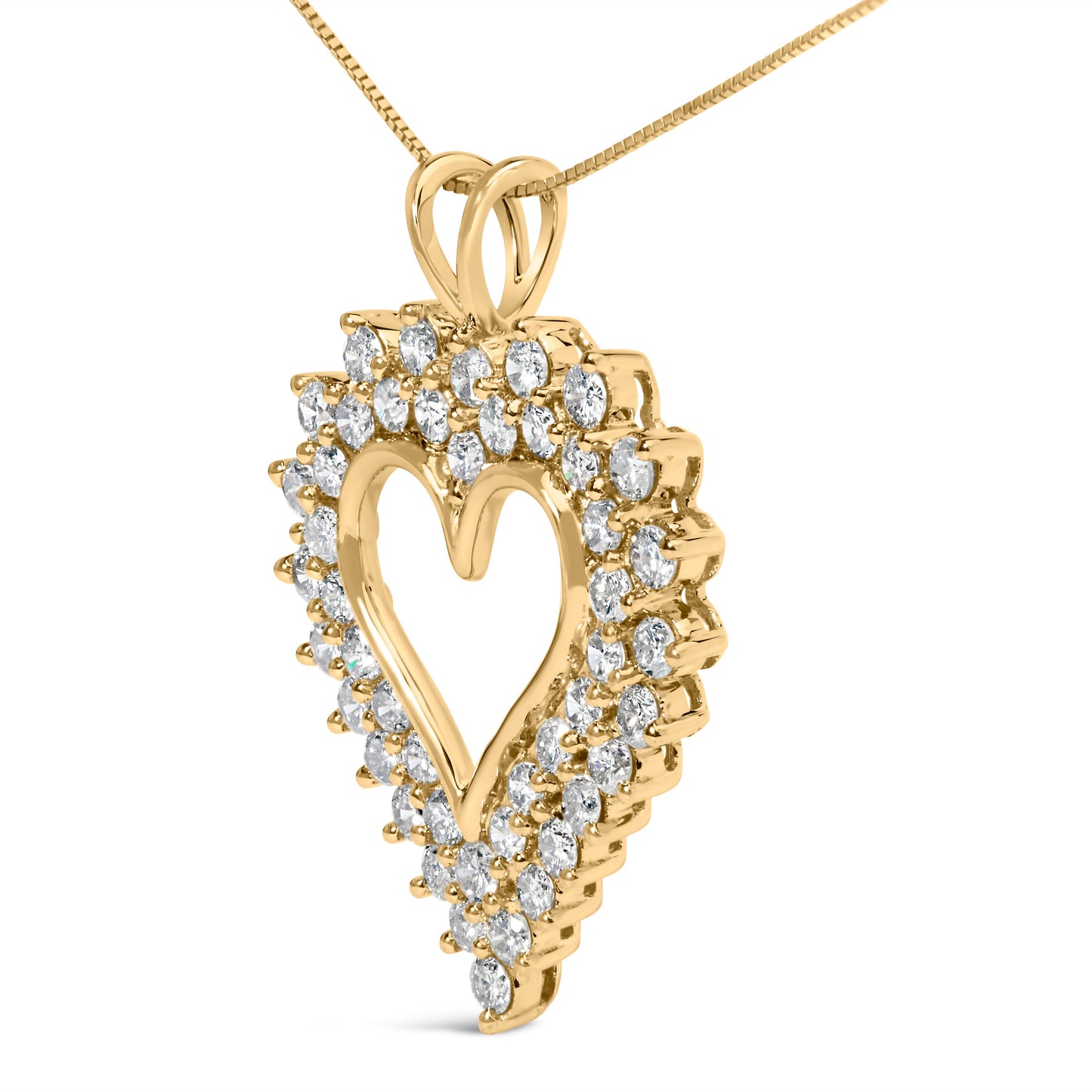 Collar con colgante de corazón abierto de diamante chapado en oro amarillo de 14 quilates