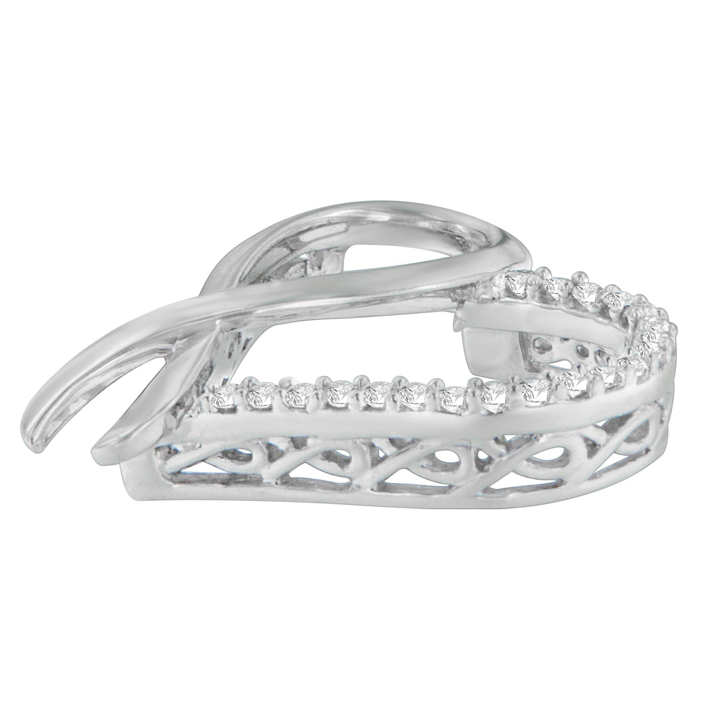 Pendentif en cœur en argent sterling .925 avec diamants