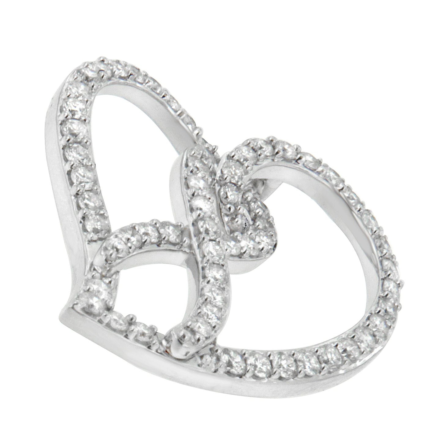 Collar con colgante de corazón y cinta de concienciación de diamantes en oro blanco de 14 quilates
