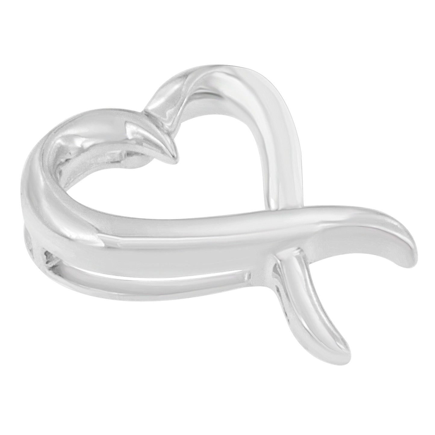 Collar de Pendiente de Cinta de Conciencia en Forma de Corazón Abierto de Plata Esterlina .925