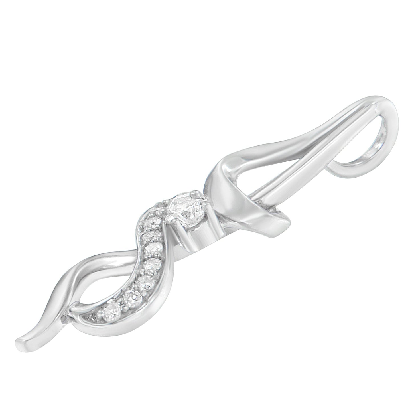 Espira 10K White Gold Diamond Swirl Pendant Necklace