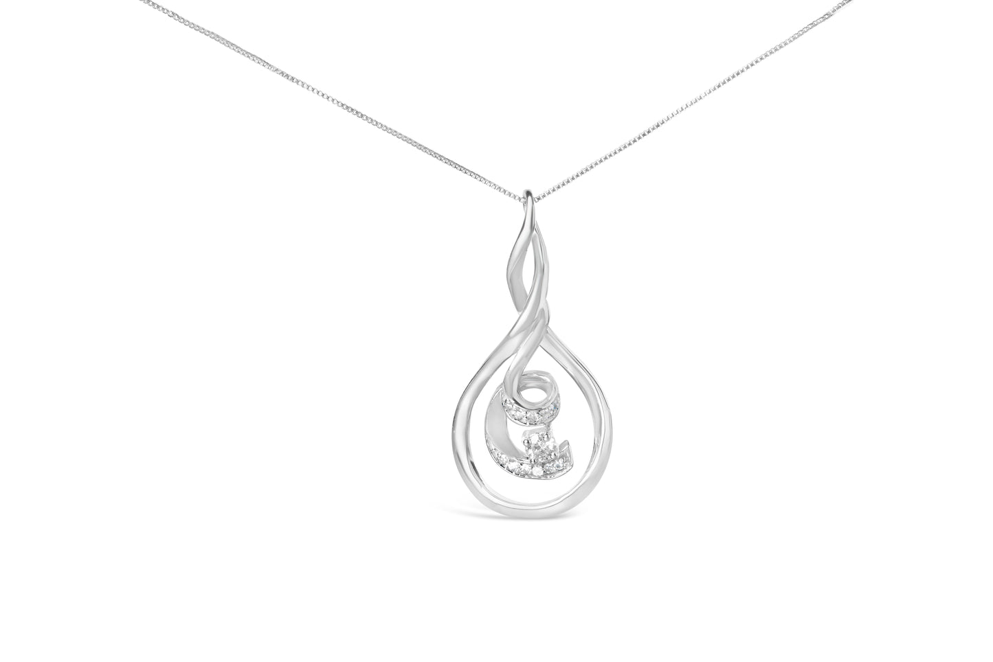Espira 10K White Gold Diamond Spiral Pendant Necklace