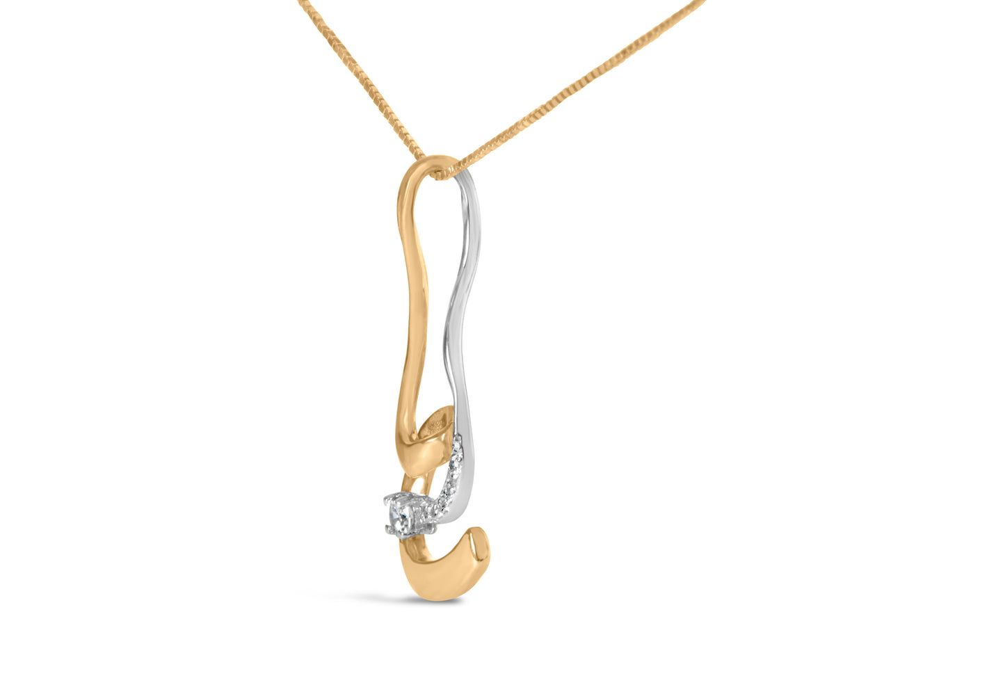 Collar de Pendiente en Espira de Diamante en Oro de Dos Tonos de 10K