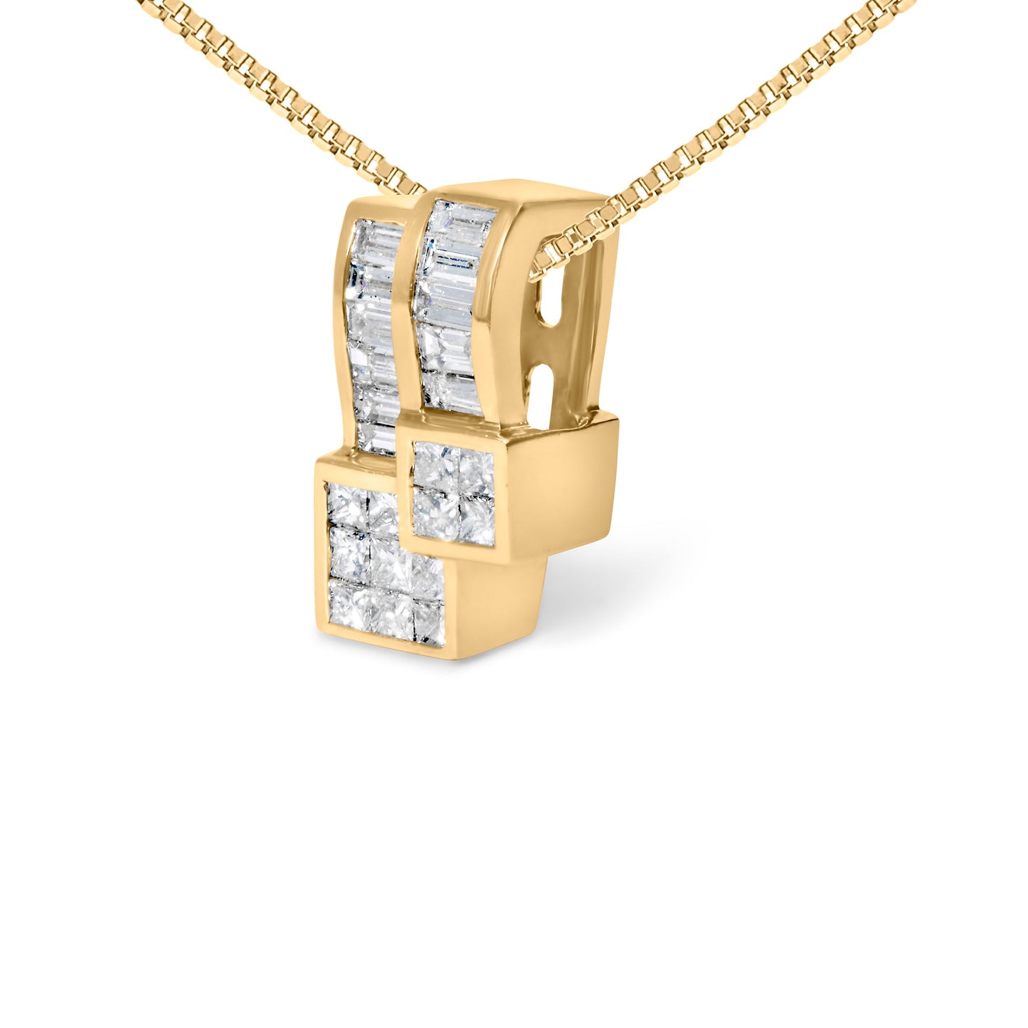 Collier Pendentif Géométrique en Diamant en Or Jaune 14K