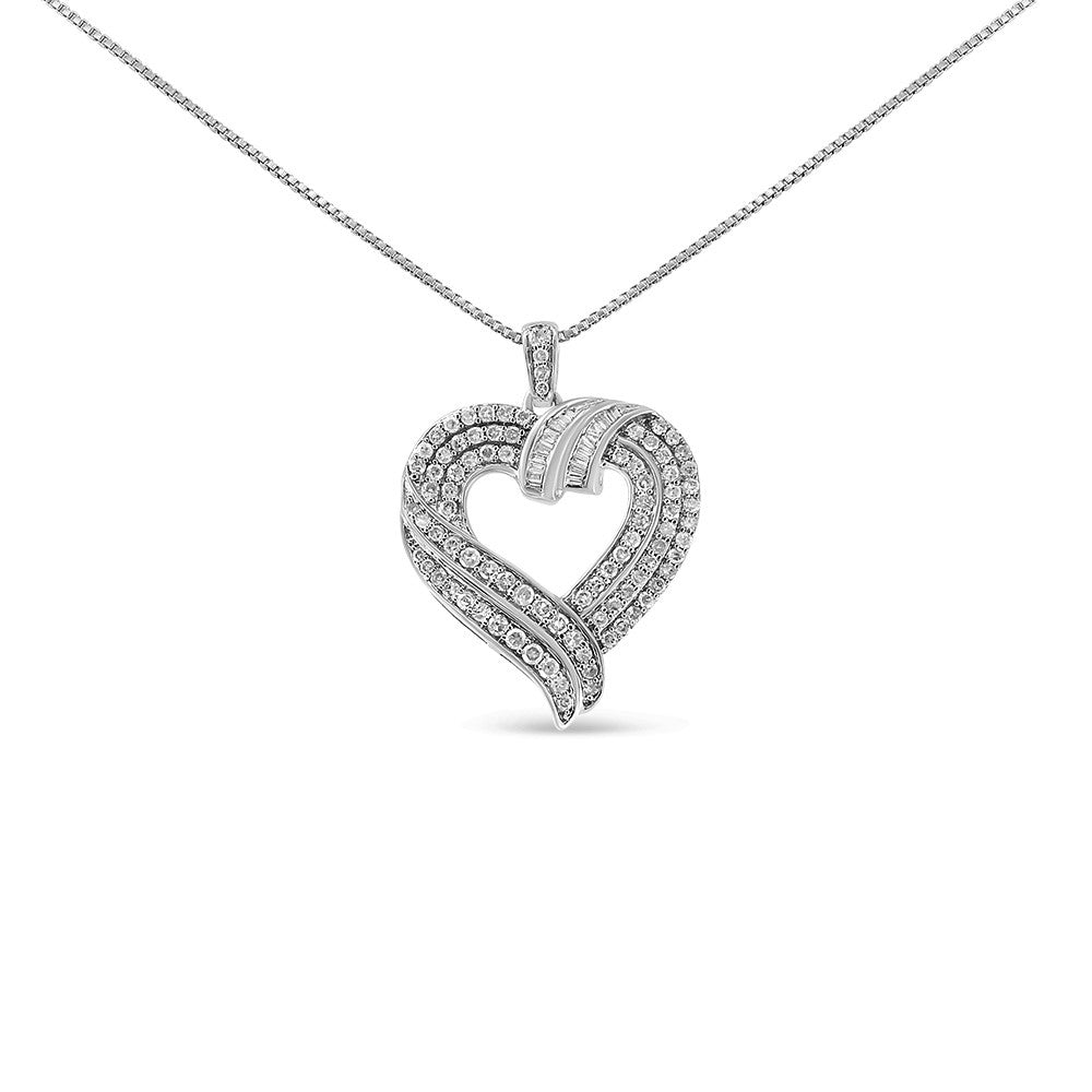 Collar con colgante de corazón de diamantes en plata de ley chapada en oro amarillo de 14 quilates