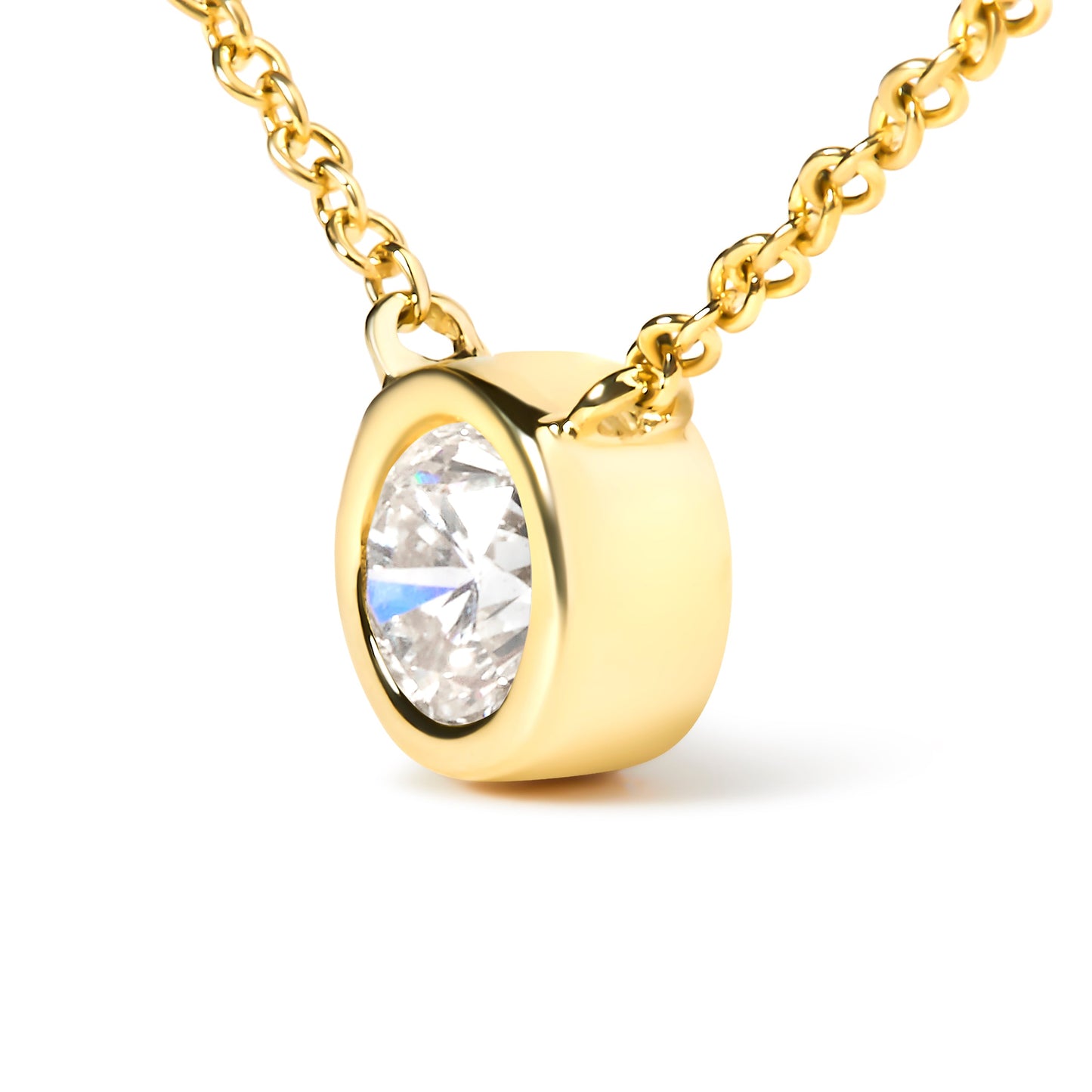 Collar de Pendiente con Diamante Engastado en Bezel de Oro Amarillo de 10K y 1/2 Quilate
