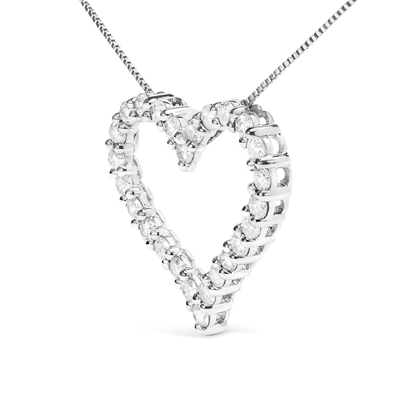 .925 Sterling Silver Diamond Open Heart Pendant Necklace
