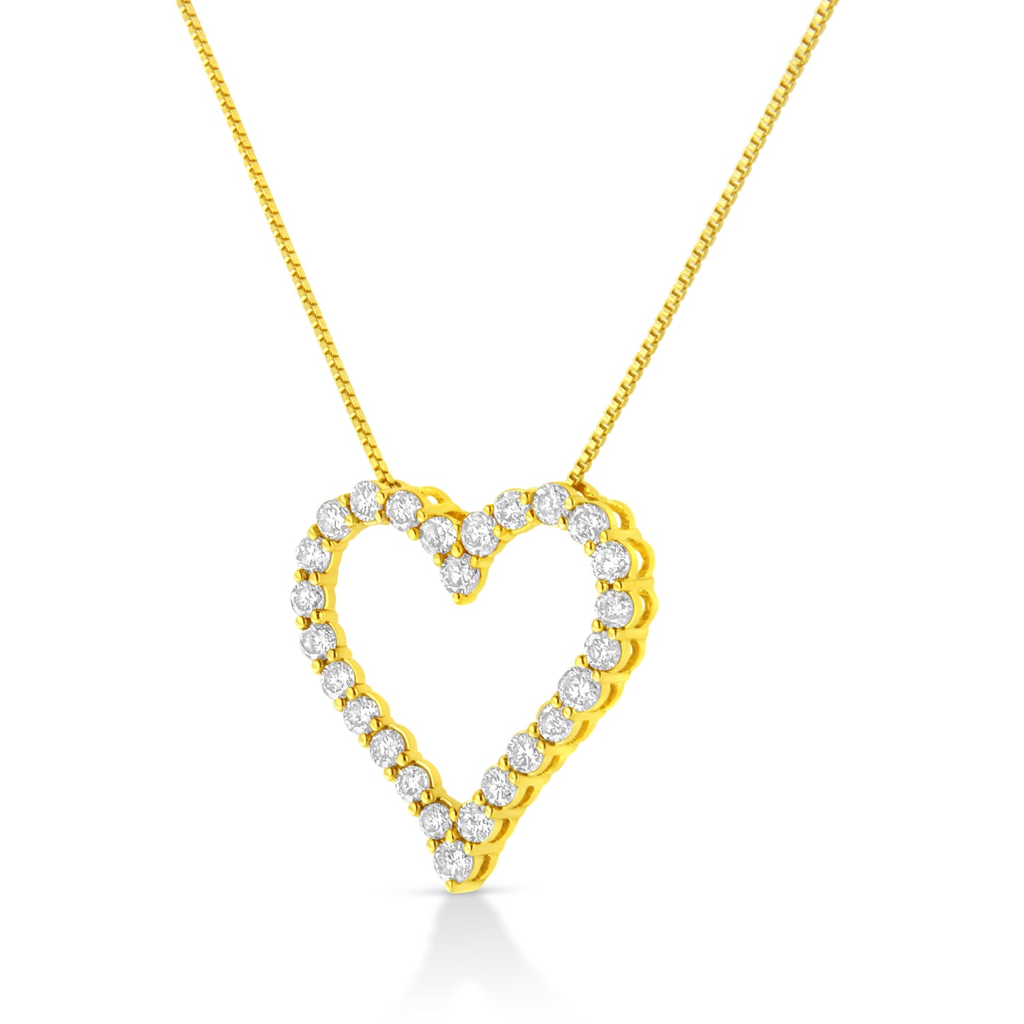 14K Yellow Gold Plated Sterling Silver Diamond Heart Pendant Necklace