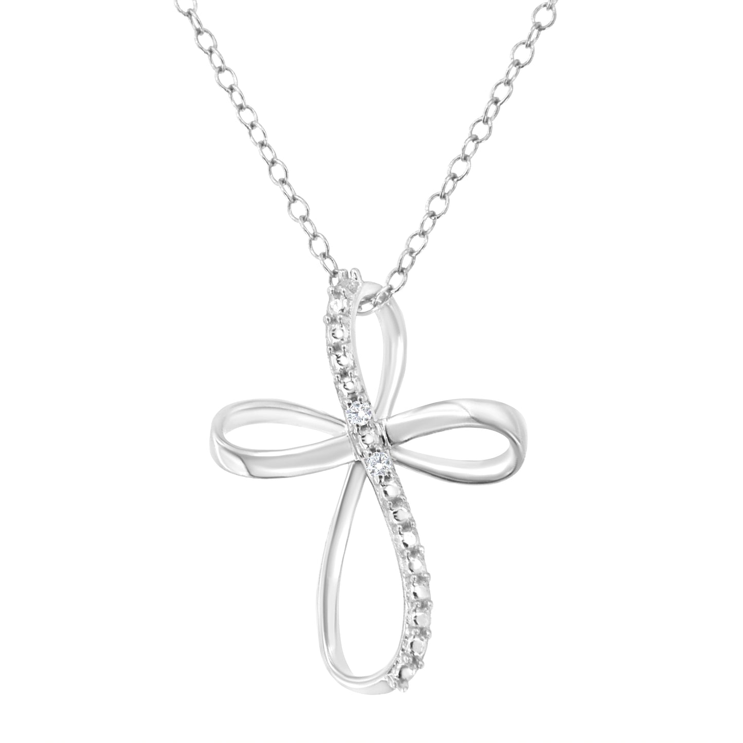 Collier croix en argent sterling plaqué or jaune 10K avec accents en diamant