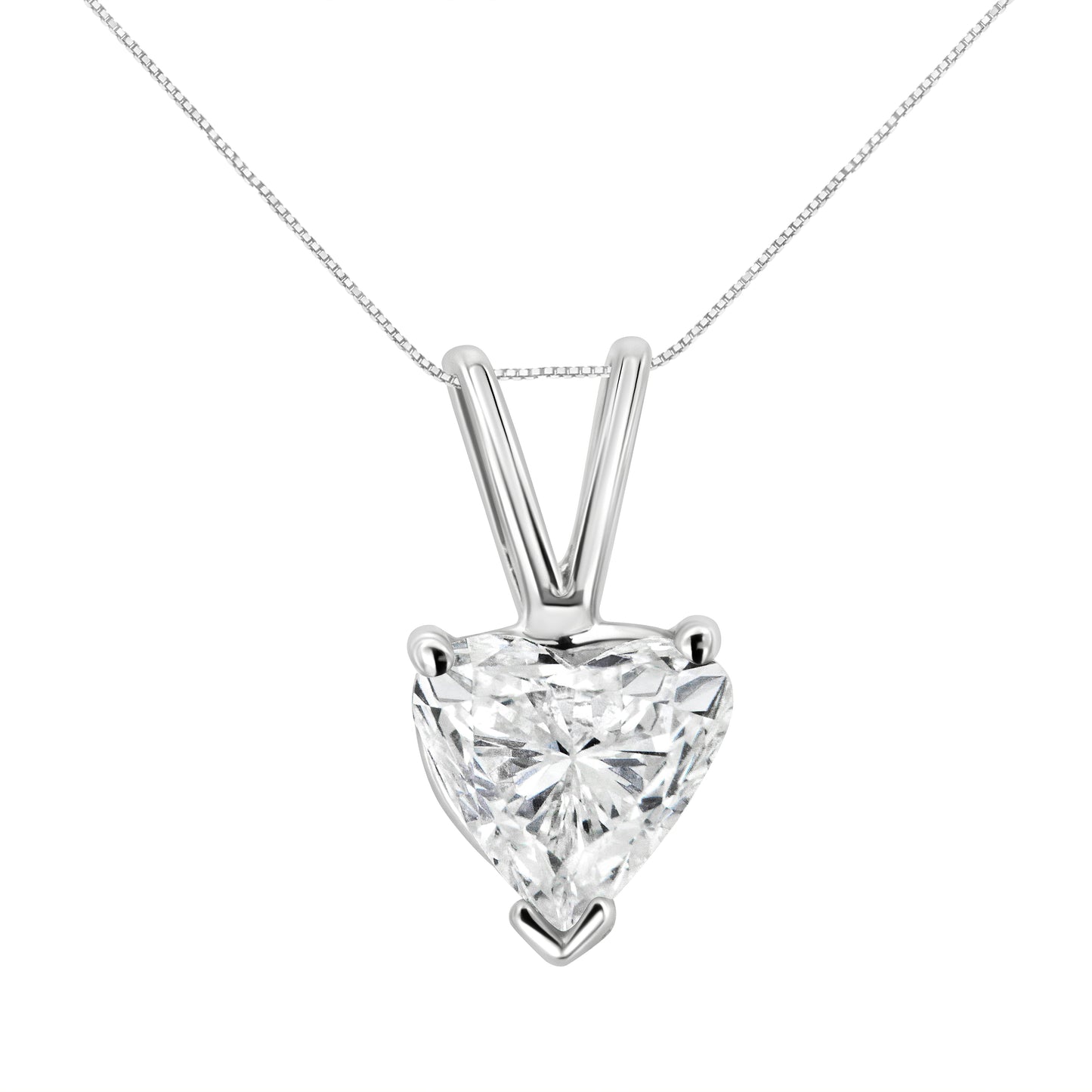 Pendentif en diamant lab grown en forme de cœur en or blanc 14K
