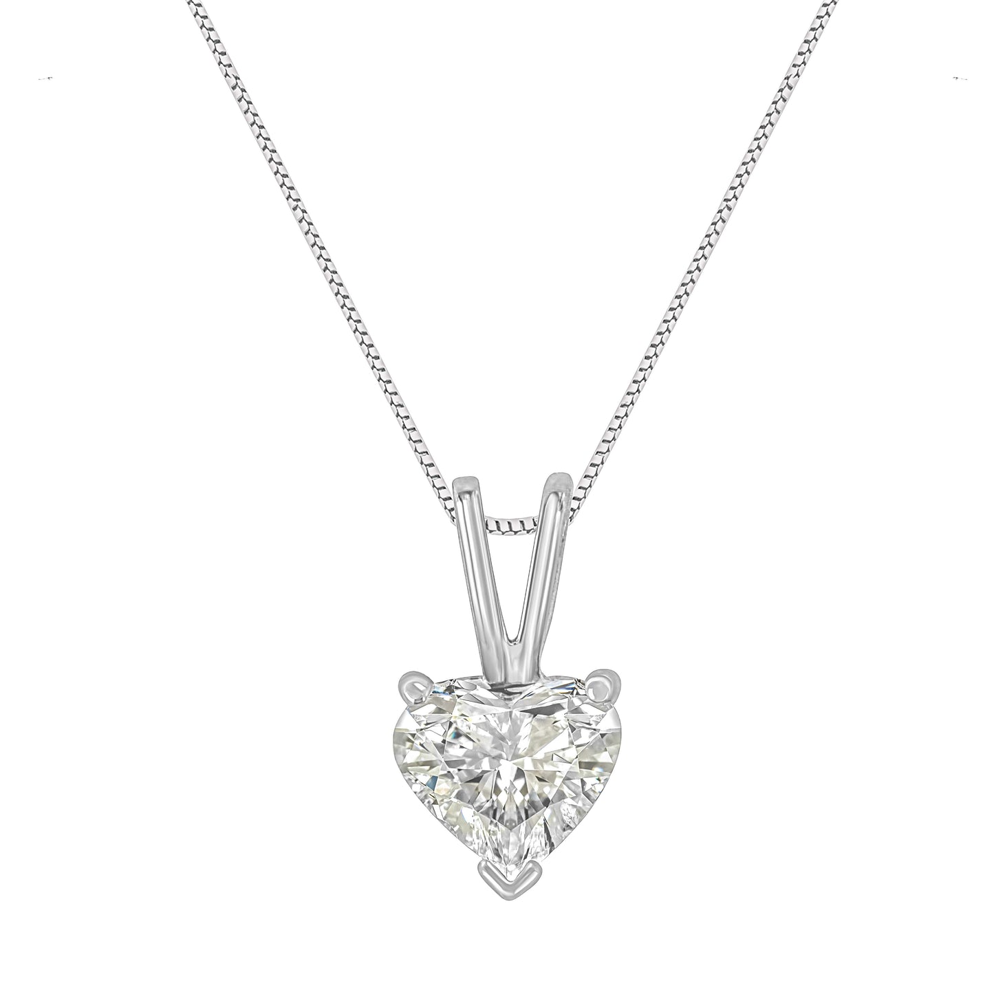 Collar de Péndulo de Diamante en Forma de Corazón de Oro Blanco de 14K
