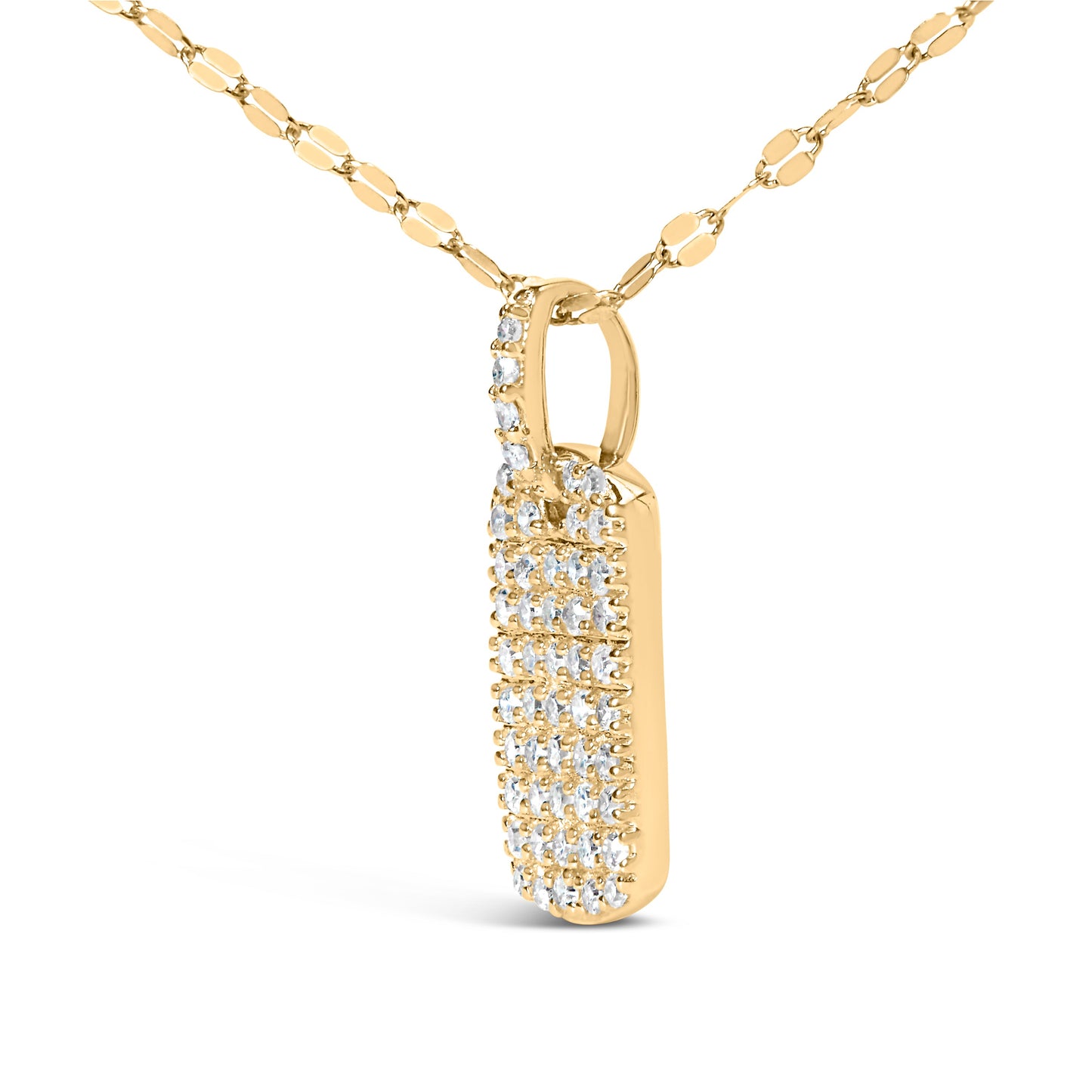 Pendentif en forme de plaque militaire en or jaune 14K avec diamants - 18"