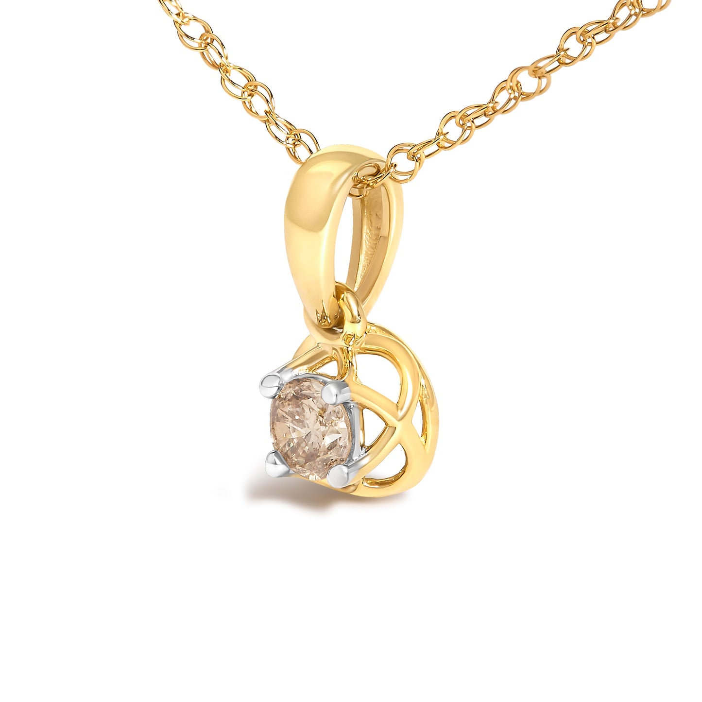 14K Yellow Gold Plated Silver Diamond Openwork Pendant Necklace