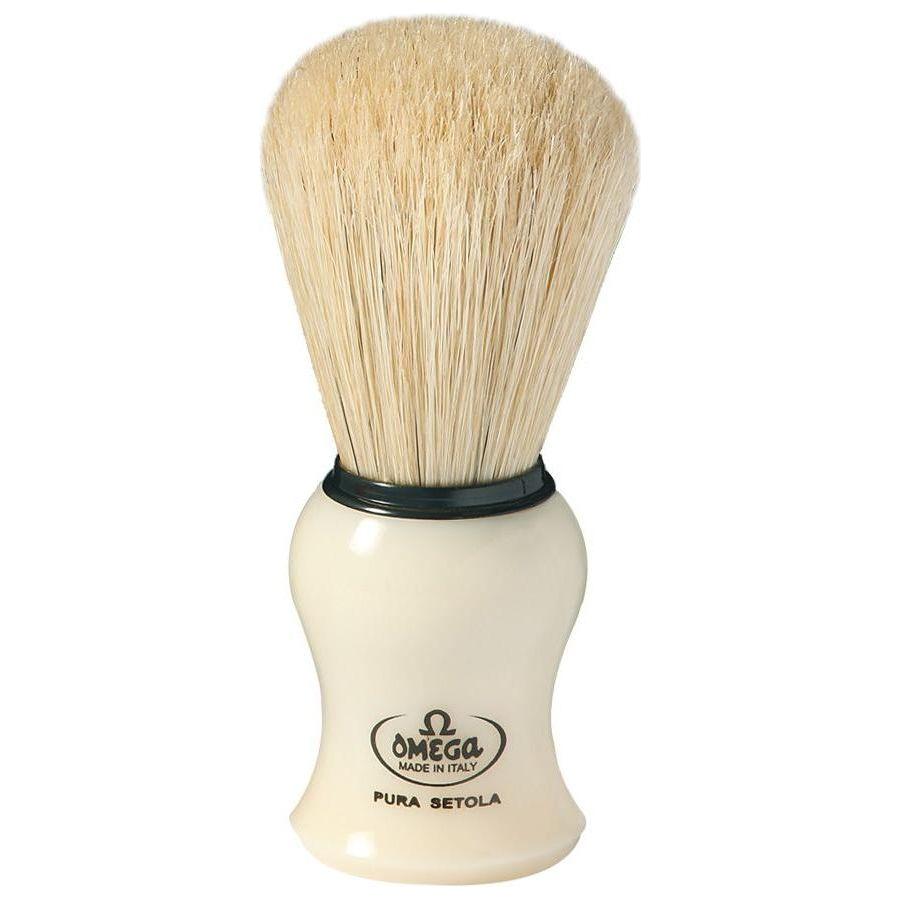 Brocha de Afeitar Omega con Mango de Marfil Simulado #10066