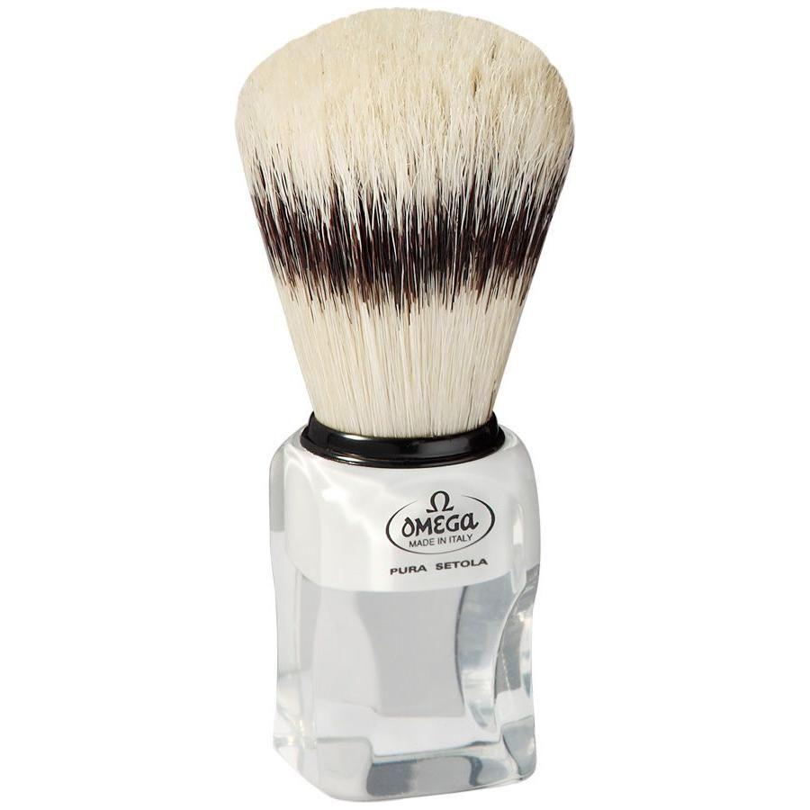 Brocha de Afeitar de Cerda Omega con Mango Cuadrado Elegante