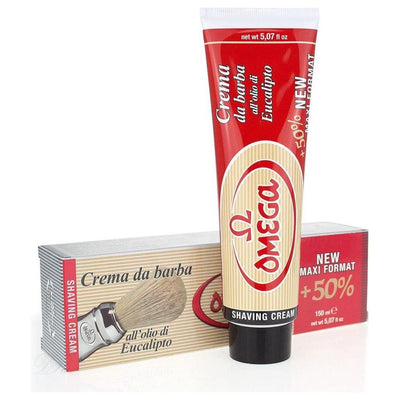 Crème à raser Omega à l'huile d'eucalyptus - Tube de 150 ml