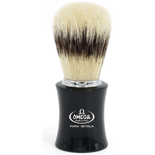 Brocha de Afeitar Omega de Cerda con Mango Negro #11868