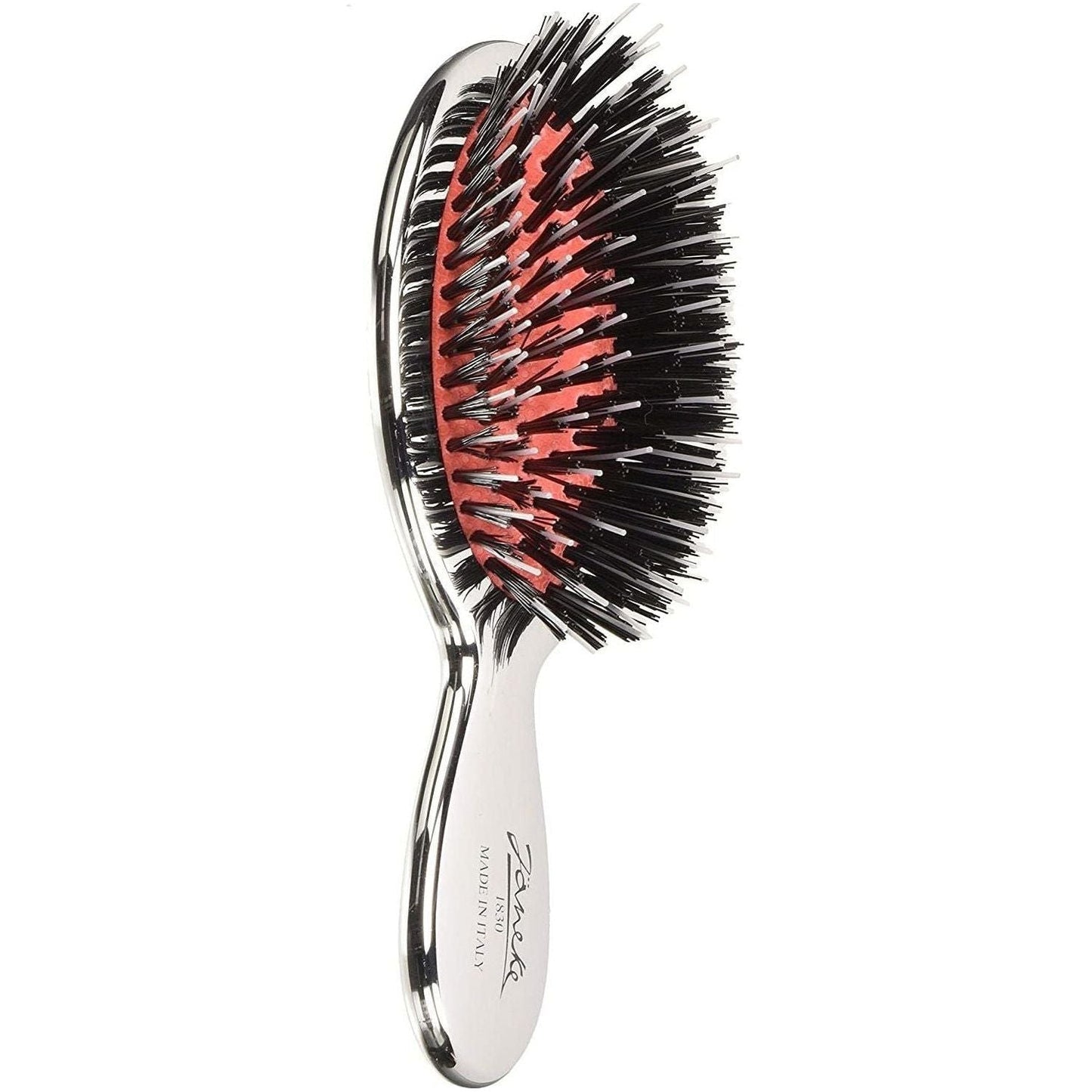 Janeke Mini Hair Brush with Chrome Finish and Mixed Bristles