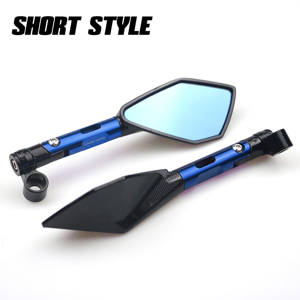 Universal CNC Aluminum Motorcycle Handlebar Rear View Mirrors Blue Anti-glare Mirror for Honda Yamaha Suzuki Scooter ktm - Korvel