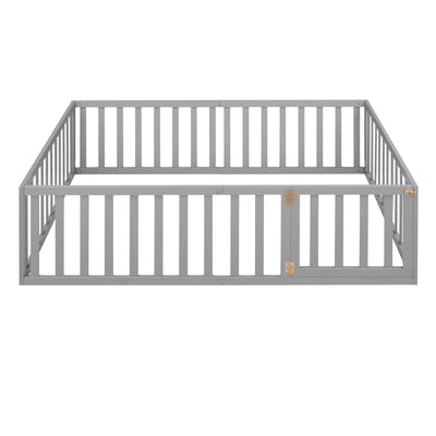 Full Size Gray Wood Daybed Frame with Fence