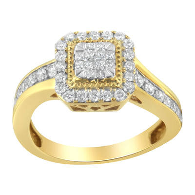 Anillo de cóctel de diamantes de oro amarillo de 10KT - 5/8 cttw