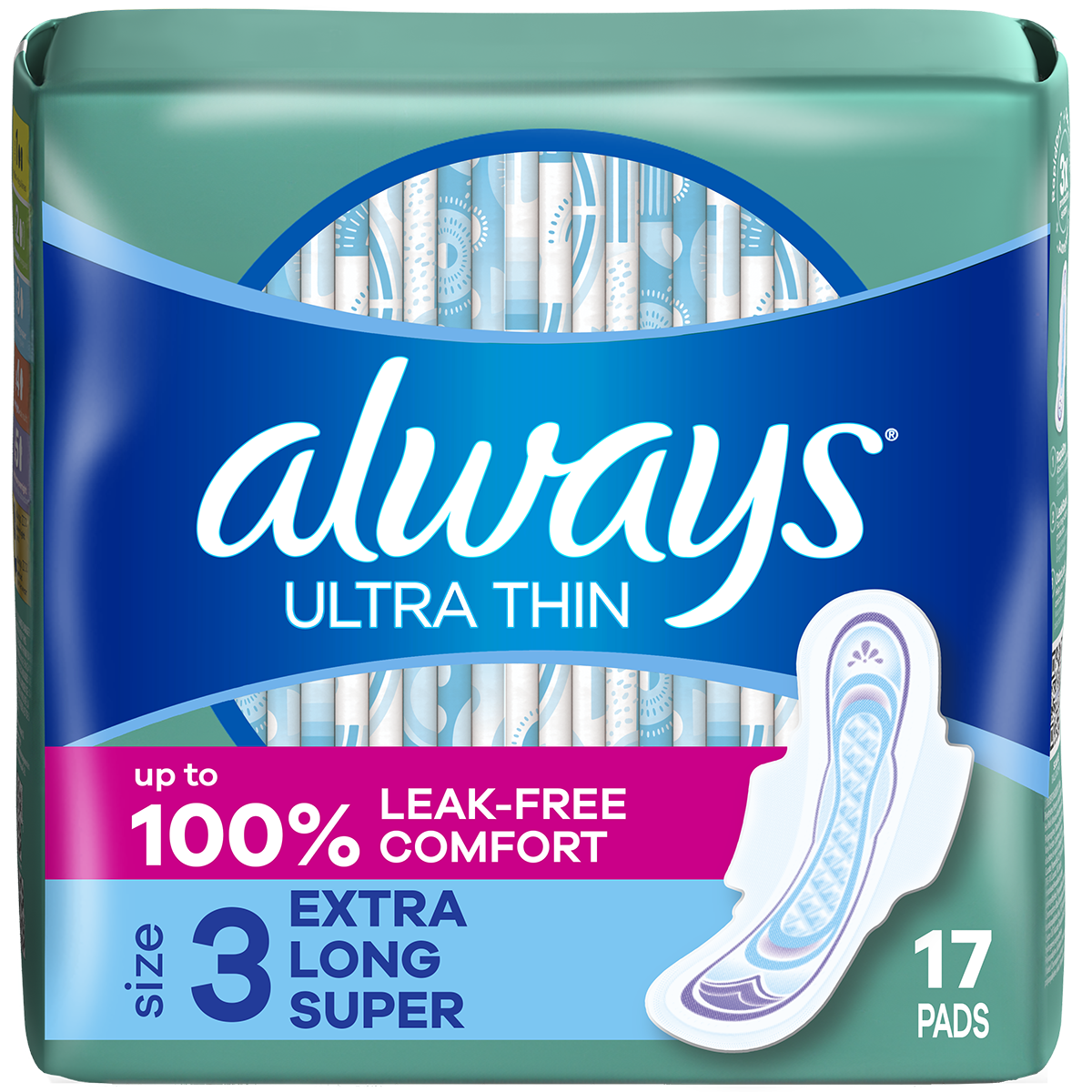Always Ultra Thin Taille 3 Extra Long Super Serviettes avec Ailes - 102 Compte