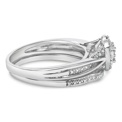 Sterling Silver Diamond Heart Motif Bridal Set
