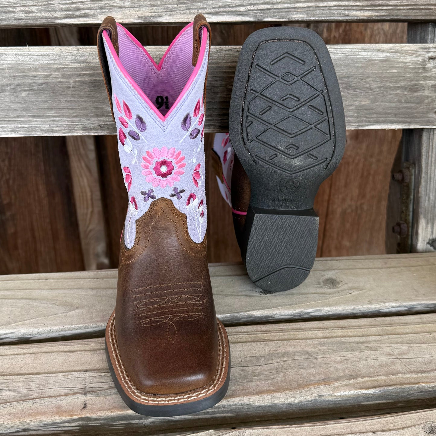 Botas para Niños Wild Bloom Ariat - Marrón Desgastado y Lavanda Mística