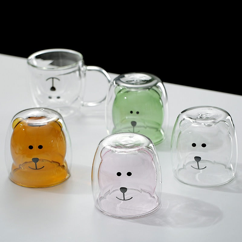 Cute Bear Shaped Double-Layer Glass Milk Cup