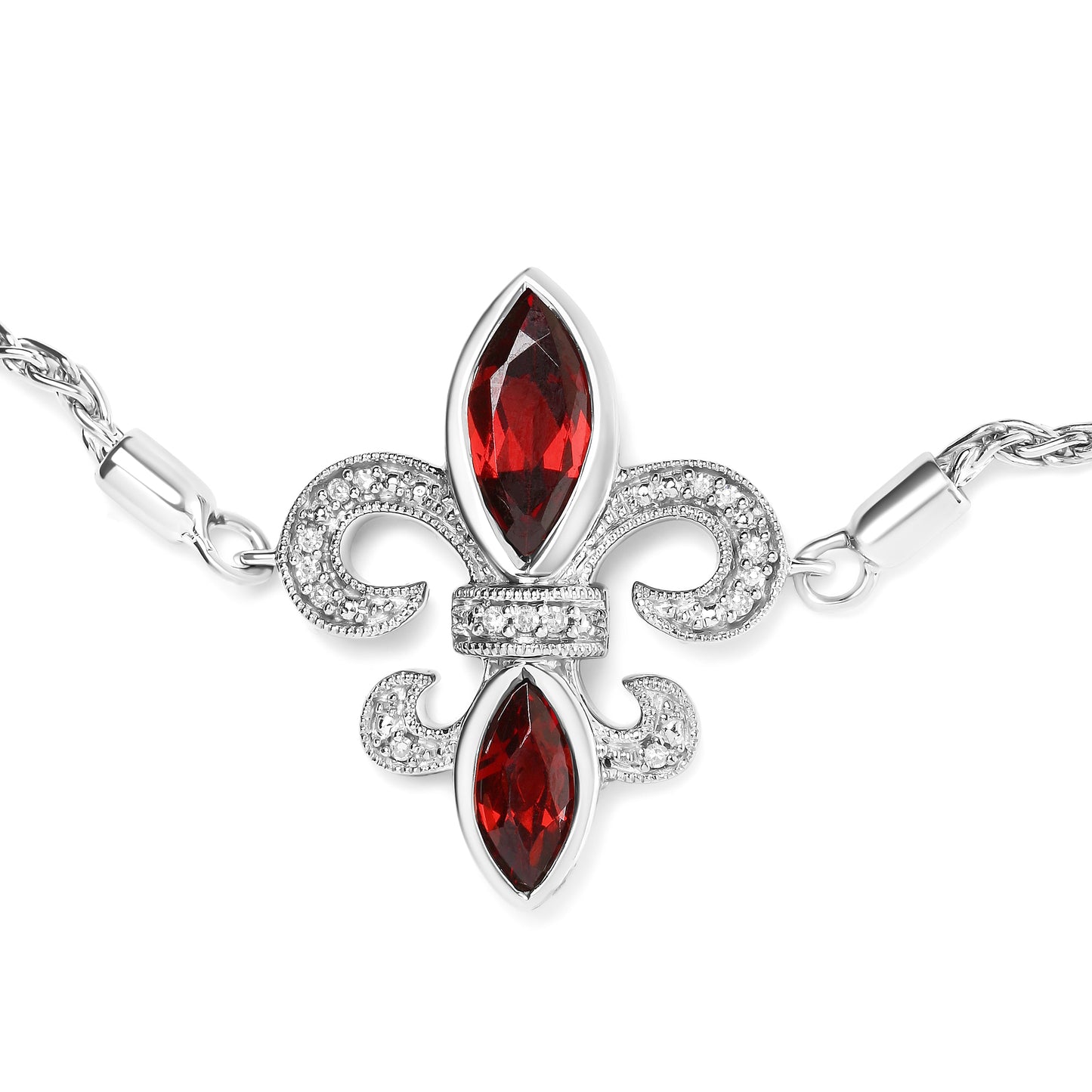 Bracelet Bolo Ajustable en Argent Sterling .925 avec Grenat et Diamant