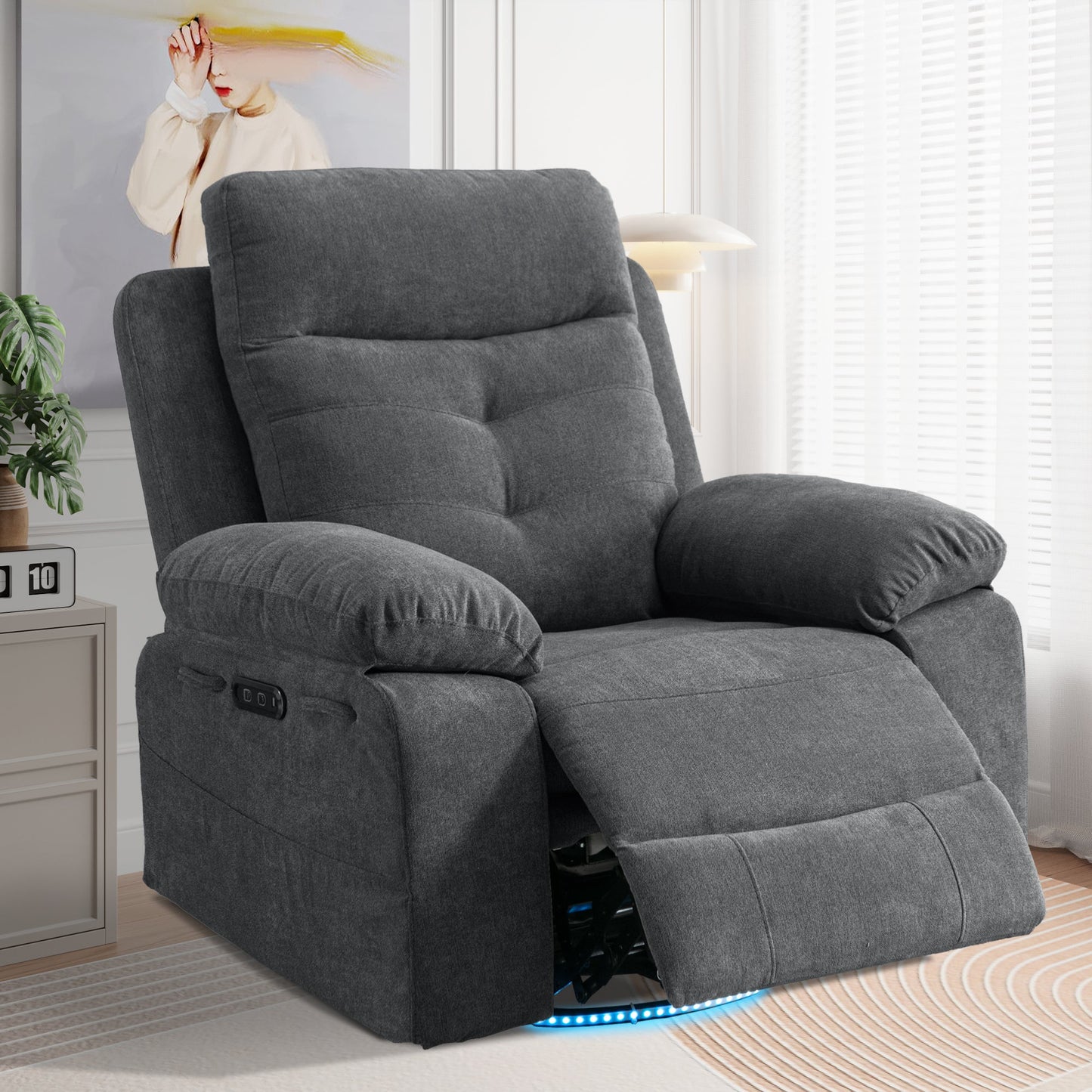 270 degree rotating electric lounge chair with Bluetooth speaker, LED light, telescopic foot pedal adjustable backrest DG - Korvel